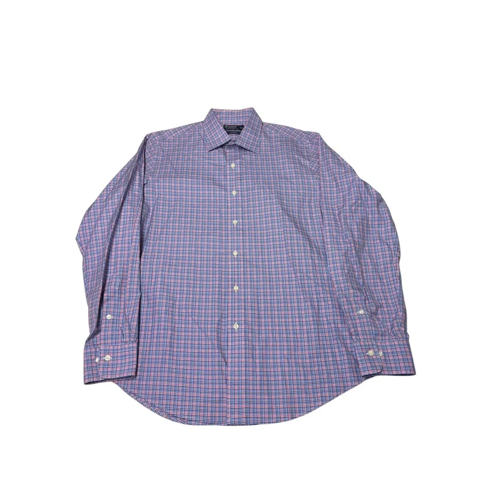 Vintage Polo Ralph Lauren Curham Custom Fit Plaid Button Down Shirt Men 16 1/2 L